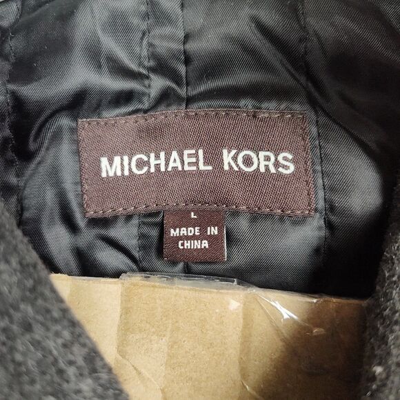 Michael Kors Winter Coat Men's L Gray Full-Button 54% Wool Pockets Insulated - Picture 7 of 9